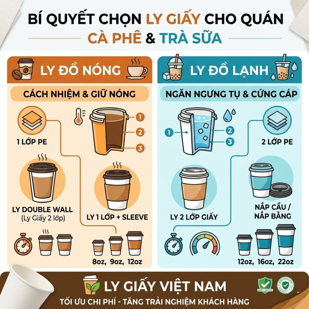 Bí Quyết Chọn Ly Giấy Cho Quán Cà Phê, Trà Sữa: Ly Nóng Và Ly Lạnh Chọn Loại Nào