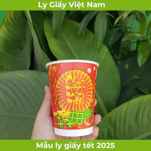 Custom printed paper cup model for Tet 2025 -