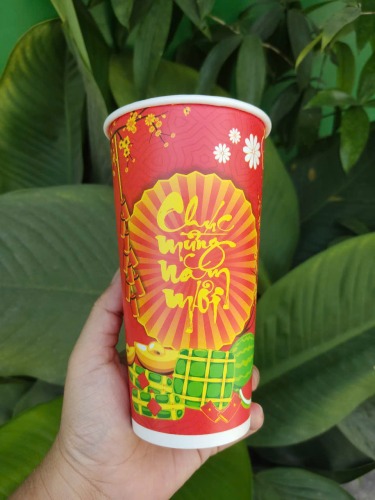 Custom printed paper cup model for Tet 2025 -