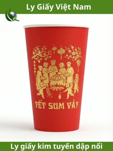 Ly Giấy Kim Tuyến In Dập Nổi 2 Lớp -