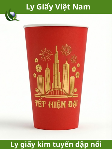 Ly Giấy Kim Tuyến In Dập Nổi 2 Lớp -