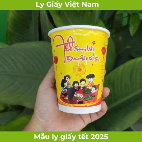 Custom printed paper cup model for Tet 2025